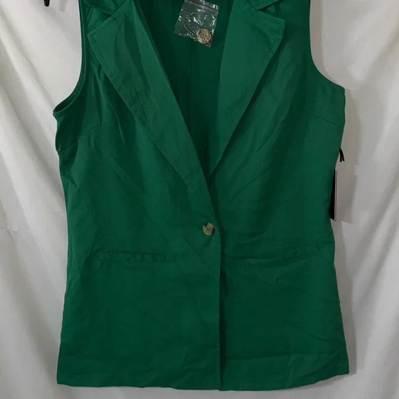 Emerald Green Women's Sleeveless Blazer Vest Size Medium - Picture 7 of 8
